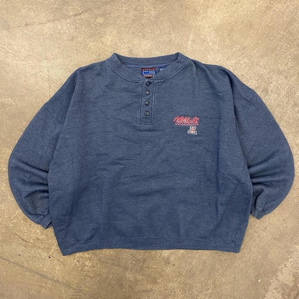 Vintage University of Arizona Wildcats 90s Henley Sweatshirt Embroidery XXL